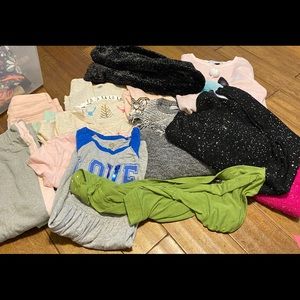 Girls size 10/12 long sleeve sweaters and shirts
